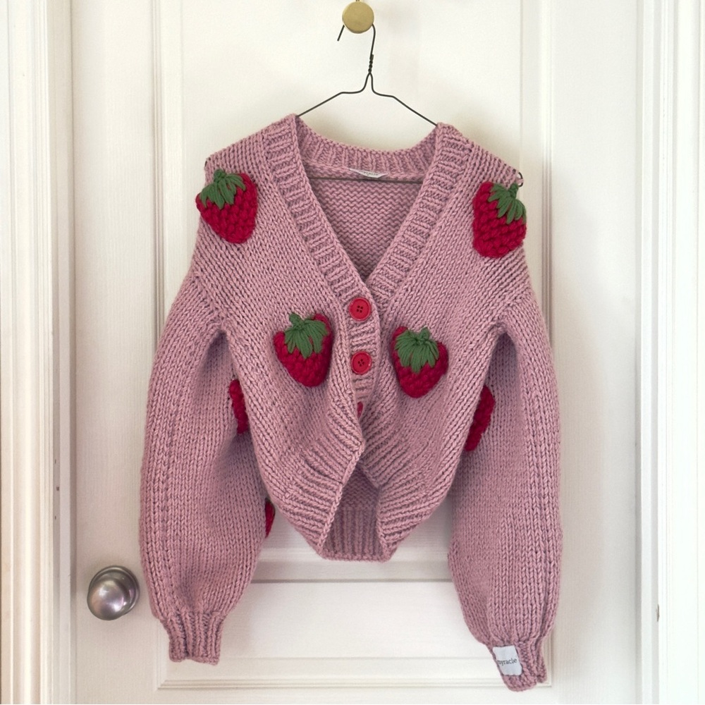 Myracle Red Strawberry Cardigan - Size Small